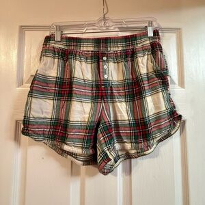 Aerie Red and Green Plaid Athletic Shorts